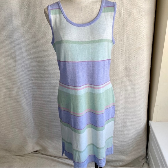 St. John Dresses & Skirts - St. John 12 Pastel Striped Santana Knit Tank Dress
